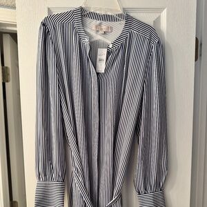 Navy and White Striped Long Sleeve Dress-NWT